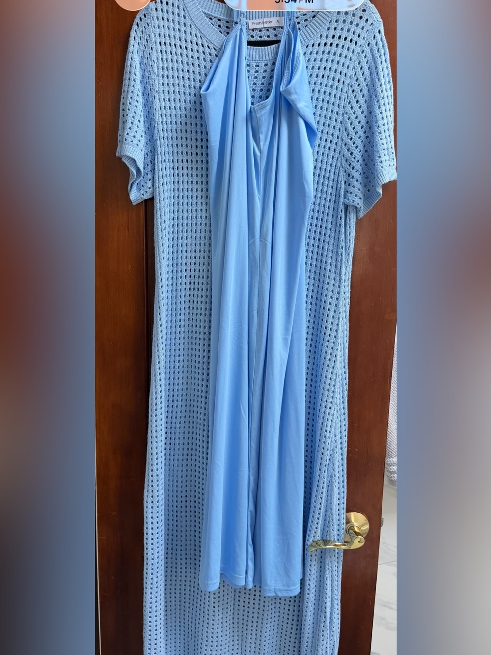 Pretty Garden Light Blue Crochet Maxi Dress - NWT Size XL - Picture 2 of 3